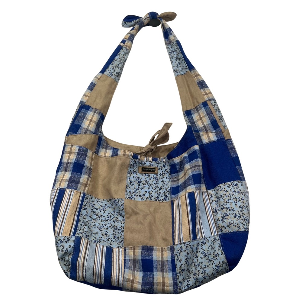 Longaberger Homestead Floral Patchwork Hobo Shoulder Bag VTG Y2K Knotted Top